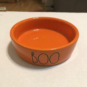 New Rae Dunn Magenta Halloween "BOO"  Cat, Dog, Pet Orange LL Bowl Dish--4.85"